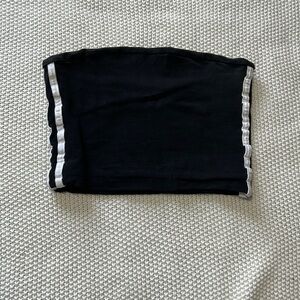 Cropped Black Tube Top with White Stripes